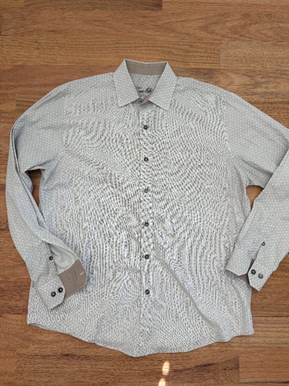 Tasso Elba long-sleeve geometric button-up dress shirt - Size M (15-15.5)